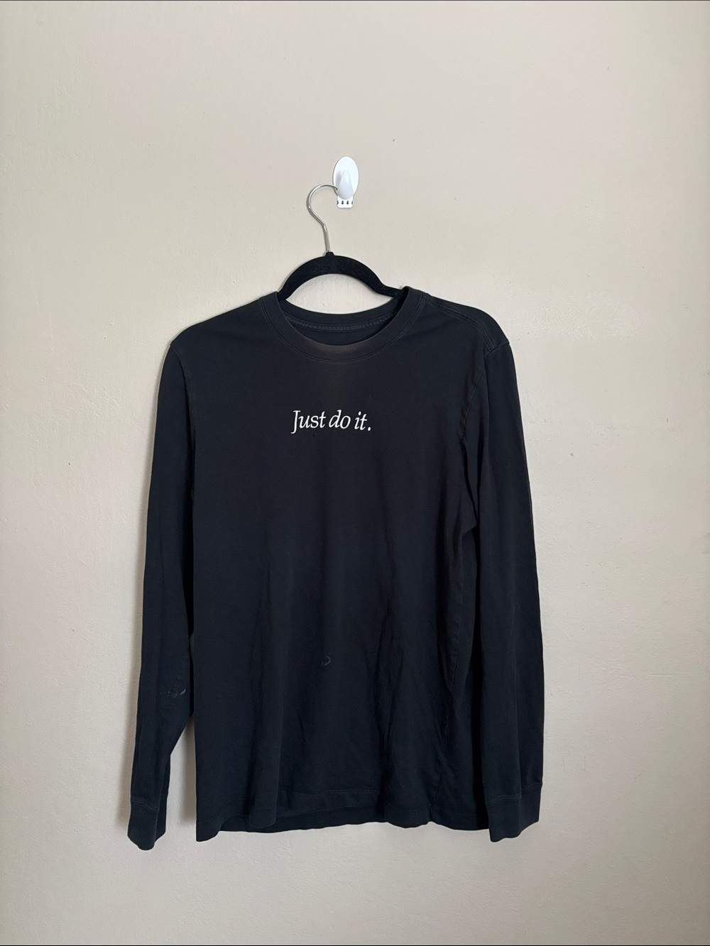 Nike Black Long Sleeve Tee with White 'Just do it.'  Size medium